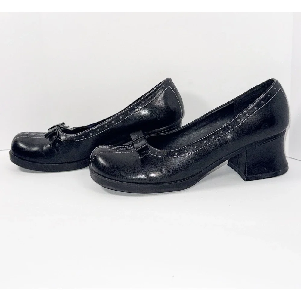 Vintage Y2K Chunky Platform Heel Pump Whimsigoth Bow Dark Academia Grunge Size 7 - Picture 15 of 16